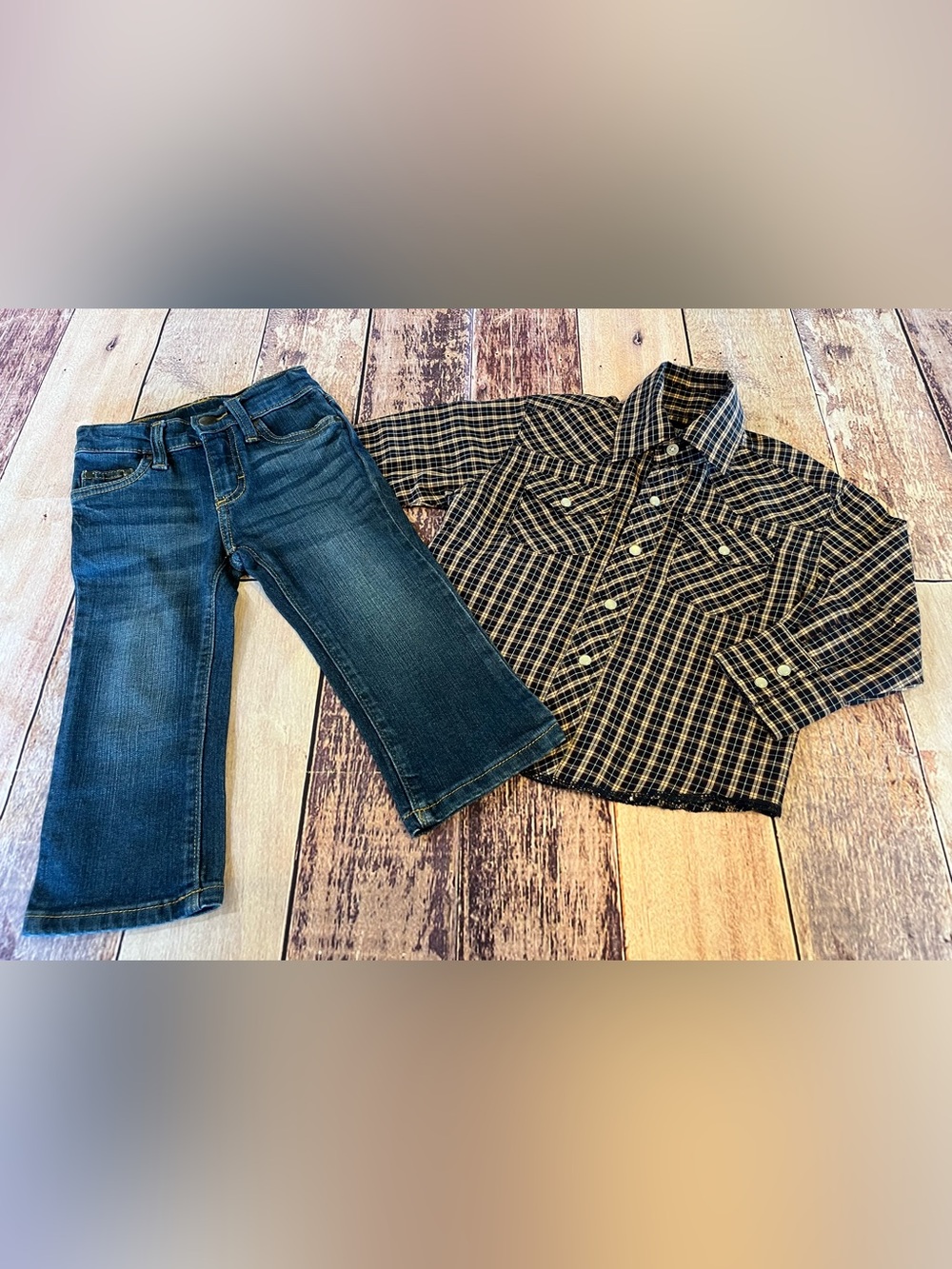 Wrangler Set Boy's Sz 2T Jeans and Western Pearl Snap Shirt Little Rodeo Cowboy